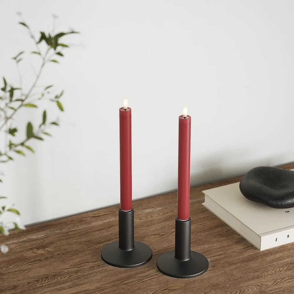 Deluxe Homeart - Stabkerze LED Bordeaux Rot (2 Stck. 24 cm)