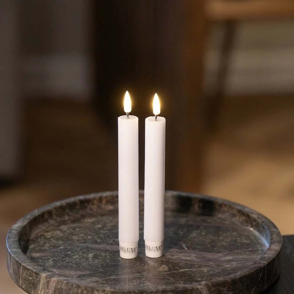 Deluxe Homeart - Stabkerzen LED Weiß (2-teilig, 15cm)