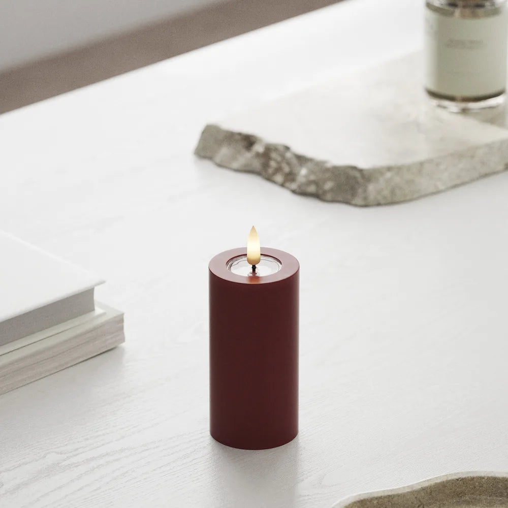 Deluxe Homeart - Stumpenkerze LED Bordeaux Rot (5 × 10 cm)