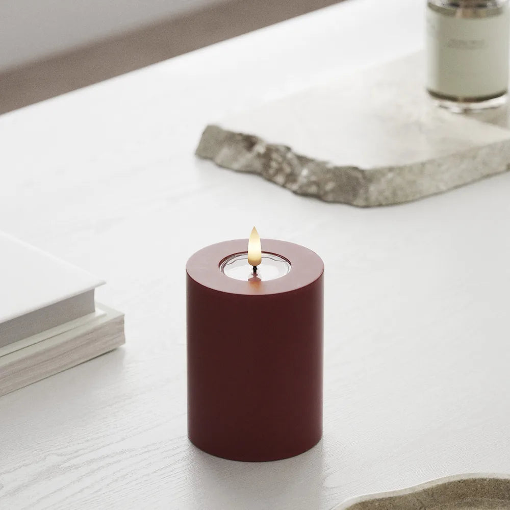 Deluxe Homeart - Stumpenkerze LED Bordeaux Rot (7,5 × 10 cm)