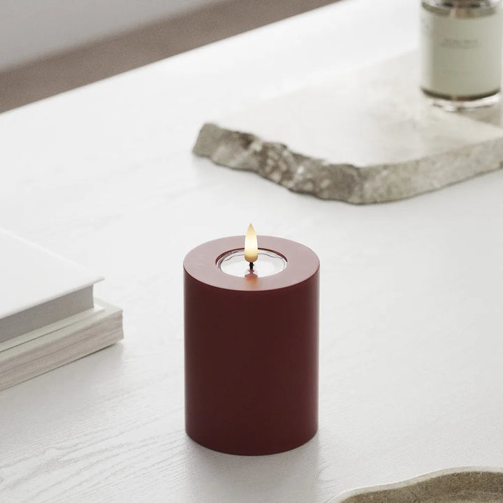 Deluxe Homeart - Stumpenkerze LED Bordeaux Rot (7,5 × 10 cm)
