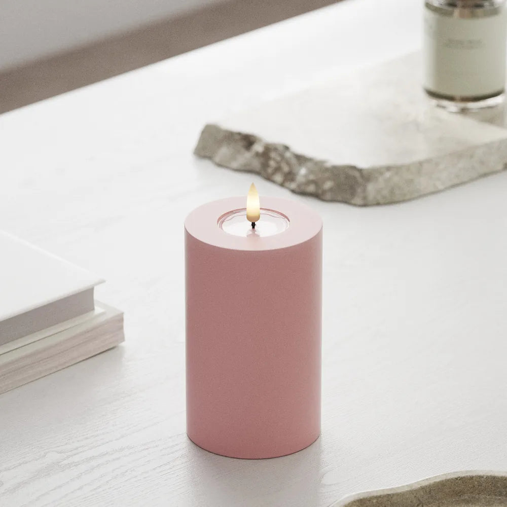 Deluxe Homeart - Stumpenkerze LED Hell Rosa (7,5 × 12,5 cm)