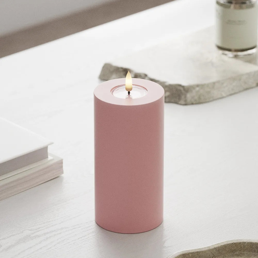 Deluxe Homeart - Stumpenkerze LED Hell Rosa (7,5 × 15 cm)