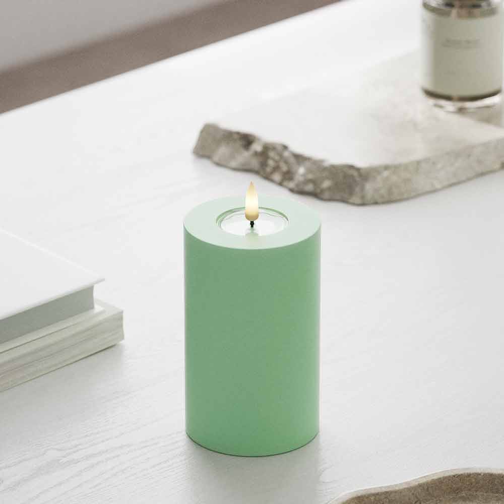 Deluxe Homeart - Stumpenkerze LED Mint (7,5x12,5cm)