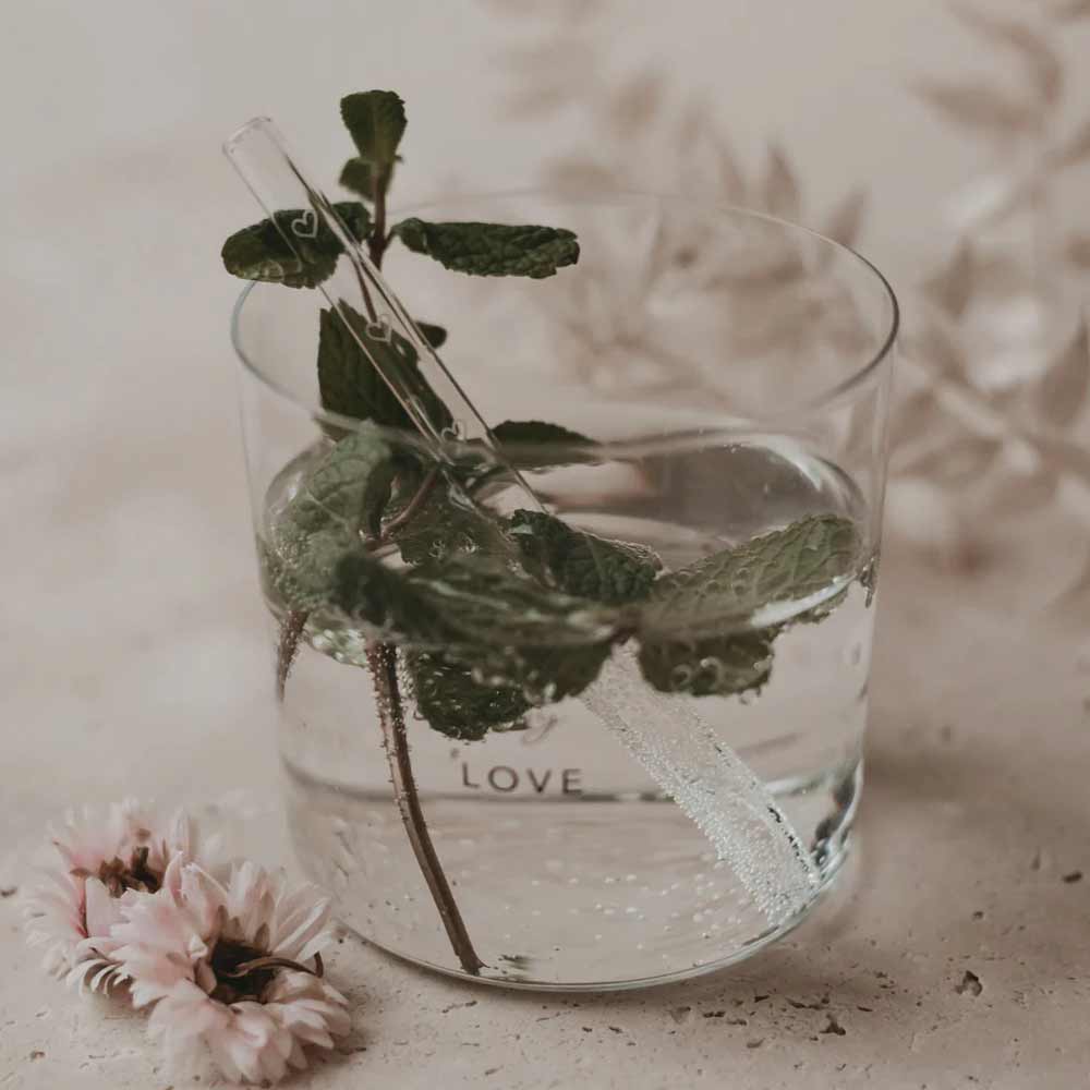 Eulenschnitt - Strohhalme Herz aus Glas im 4er Set