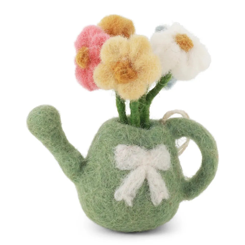 Gry & Sif - Gießkanne aus Filz mit Blumen Dusty Green