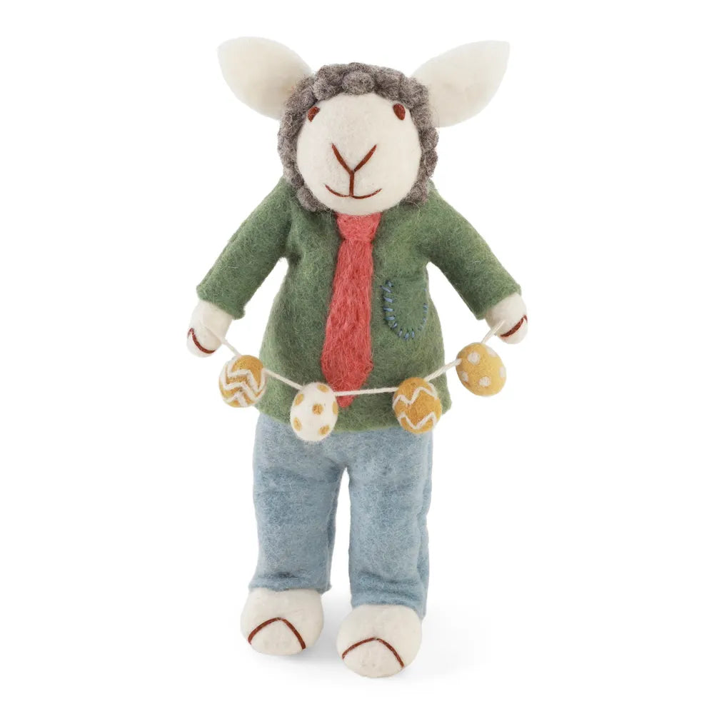 Gry & Sif - Schaf Junge mittelgrau mit Ostergirlande