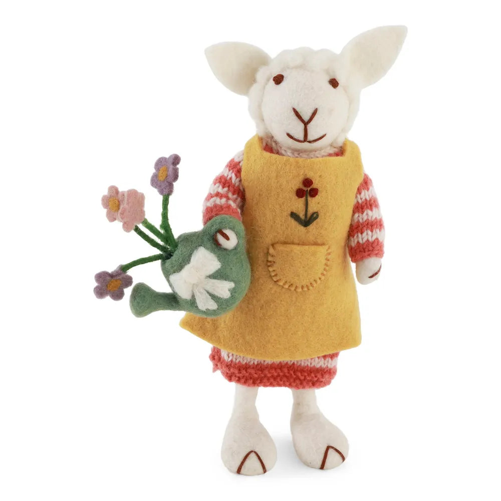 Gry & Sif - Weißes Schaf Medium mit Gießkanne