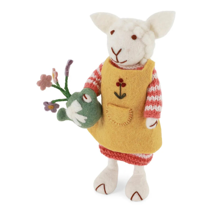Gry & Sif - Weißes Schaf Medium mit Gießkanne