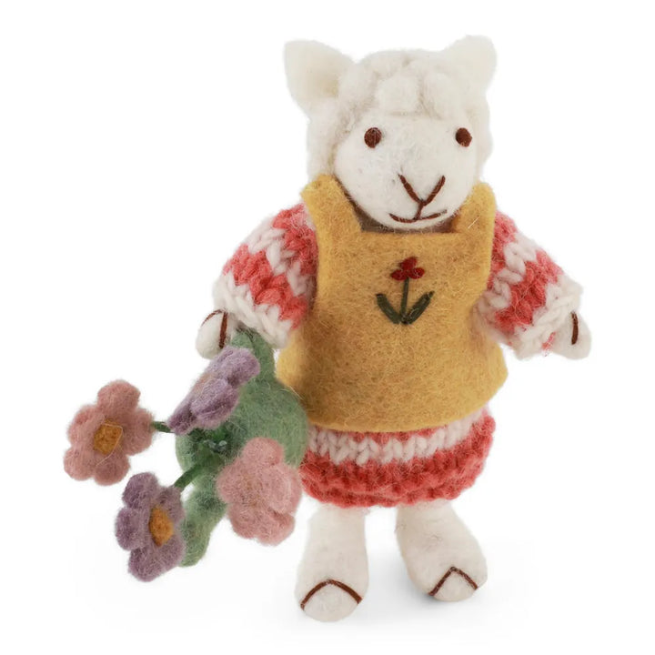 Gry &amp; Sif - Kleines weißes Schafmädchen mit Gießkanne
