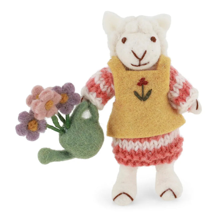 Gry &amp; Sif - Kleines weißes Schafmädchen mit Gießkanne