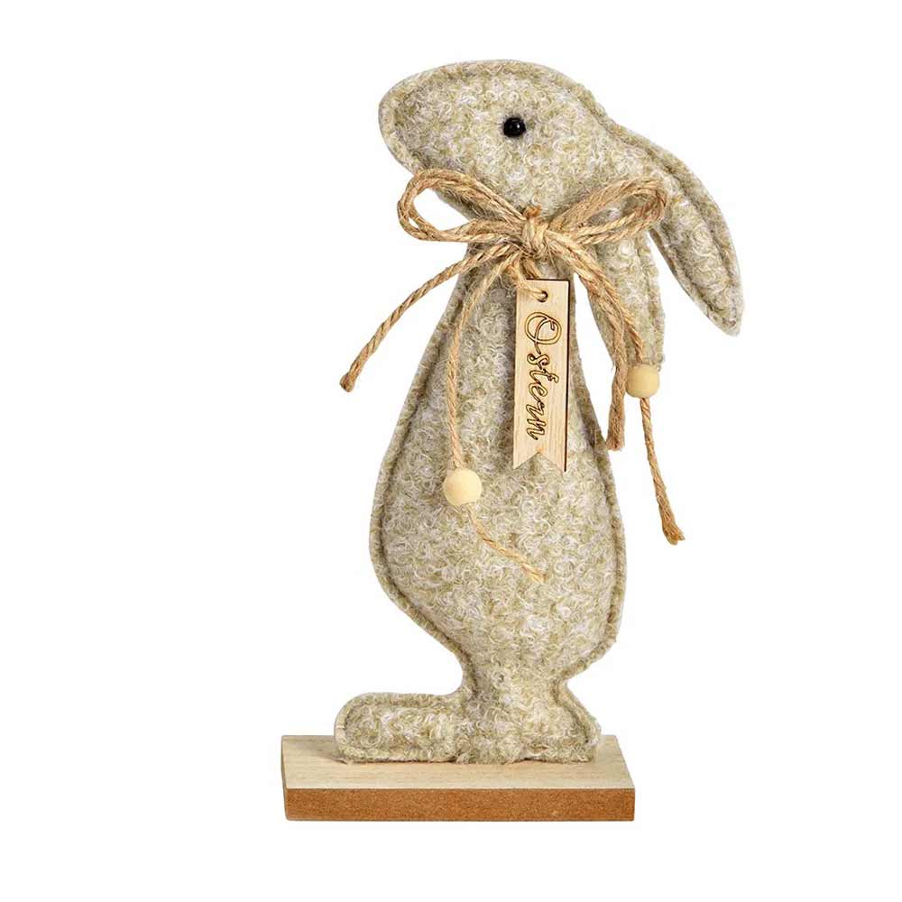 G. Wurm - Aufsteller Ostern Hase auf Holzsockel Textil