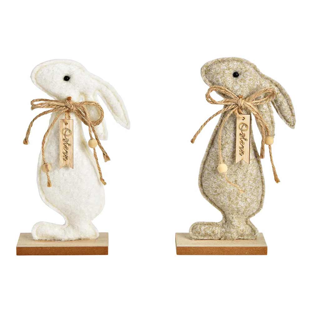 G. Wurm - Aufsteller Ostern Hase auf Holzsockel Textil