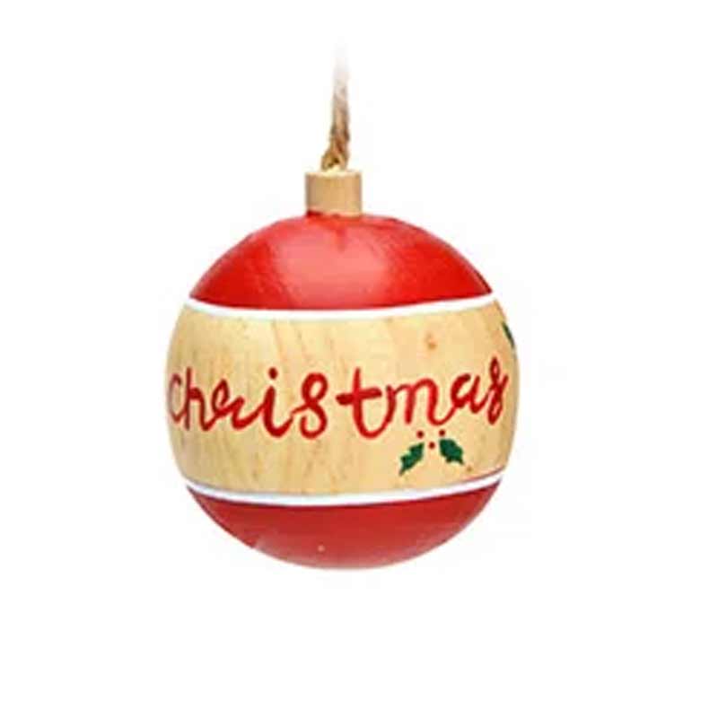 G. Wurm - Weihnachtshänger Kugel aus Holz natur handbemalt