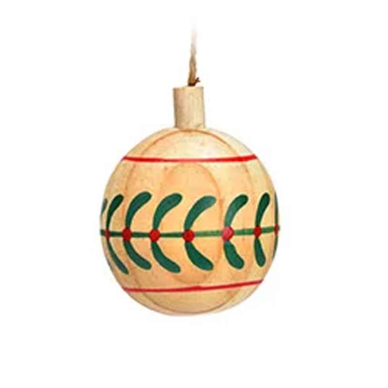 G. Wurm - Weihnachtshänger Kugel aus Holz natur handbemalt