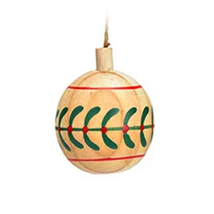 G. Wurm - Weihnachtshänger Kugel aus Holz natur handbemalt