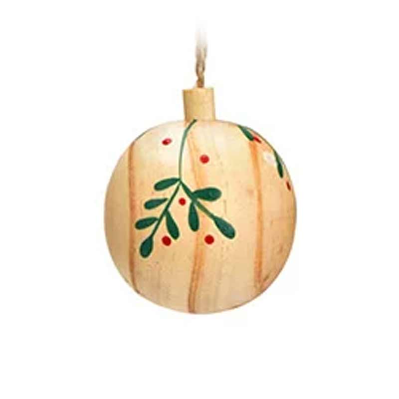 G. Wurm - Weihnachtshänger Kugel aus Holz natur handbemalt