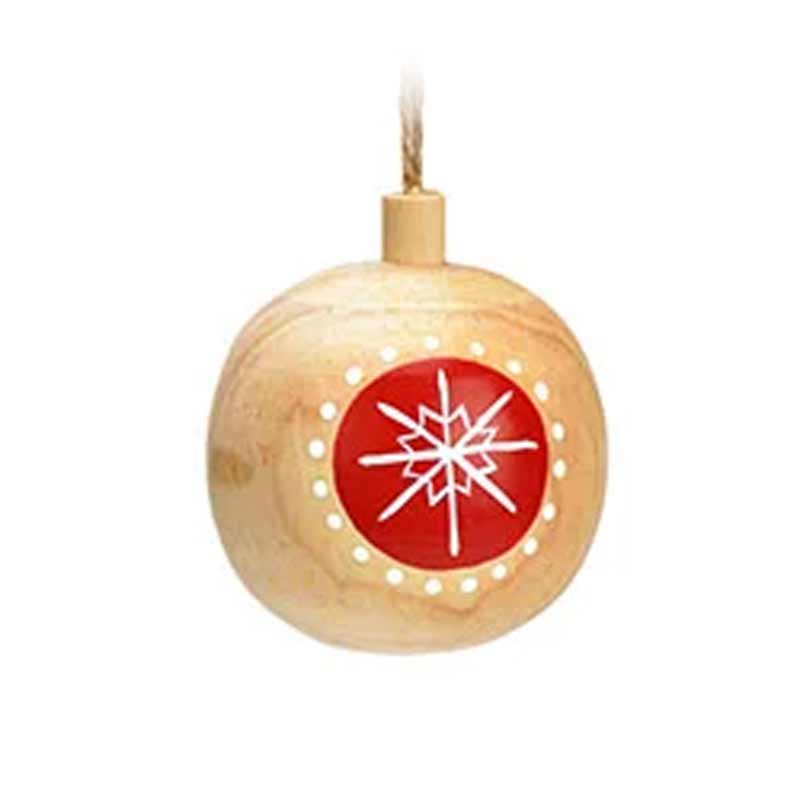 G. Wurm - Weihnachtshänger Kugel aus Holz natur handbemalt