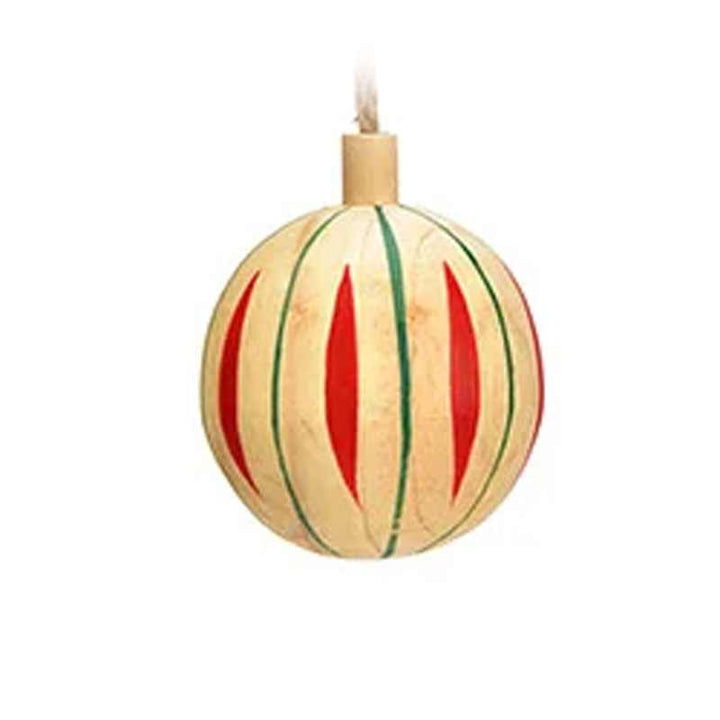 G. Wurm - Weihnachtshänger Kugel aus Holz natur handbemalt