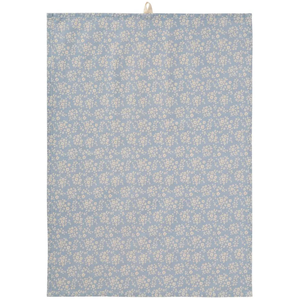 Ib Laursen - Geschirrtuch Agathe hellblau m/naturfarbigen Blumen