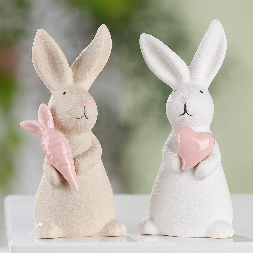 Gilde - Deko Hase Filipe Keramik creme weiß Small