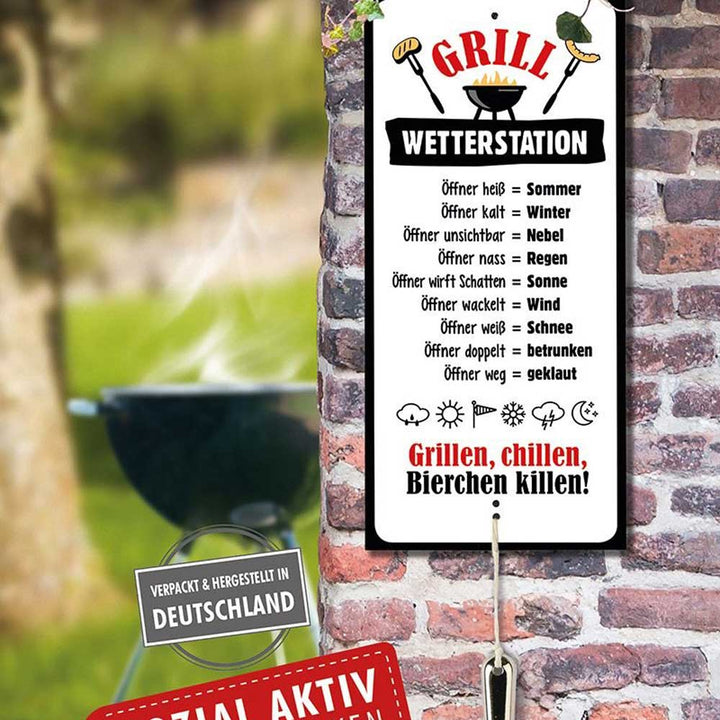 Gilde - Grill Wetterstation Metallschild mit Flaschenöffner