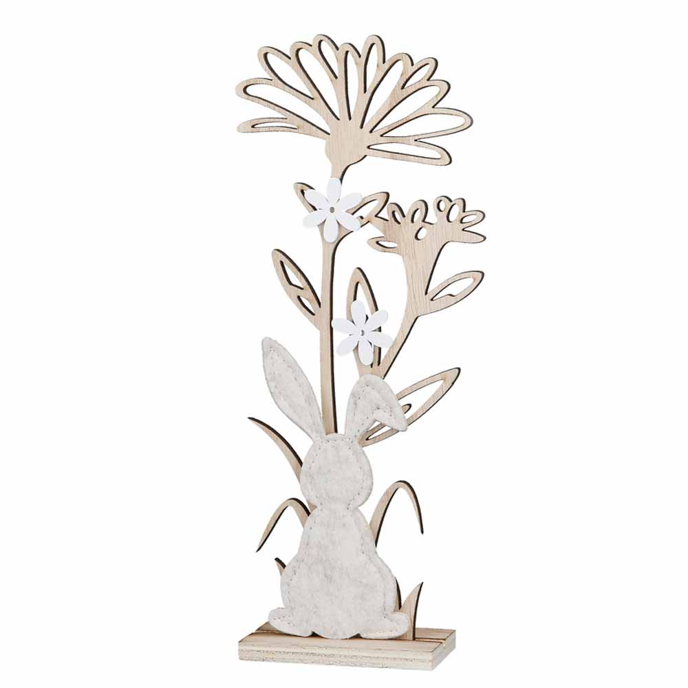 Gilde - Hase & Blume Deko Holz Standrelief