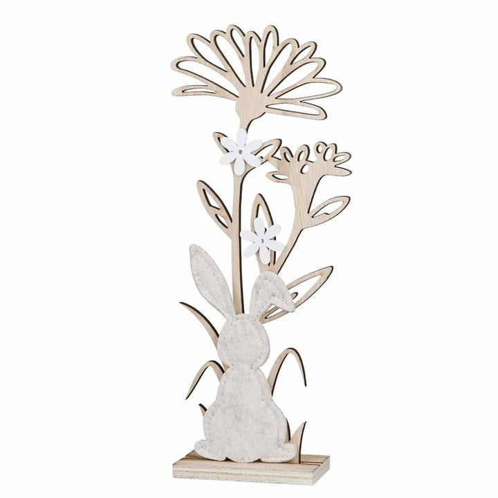 Gilde - Hase & Blume Deko Holz Standrelief
