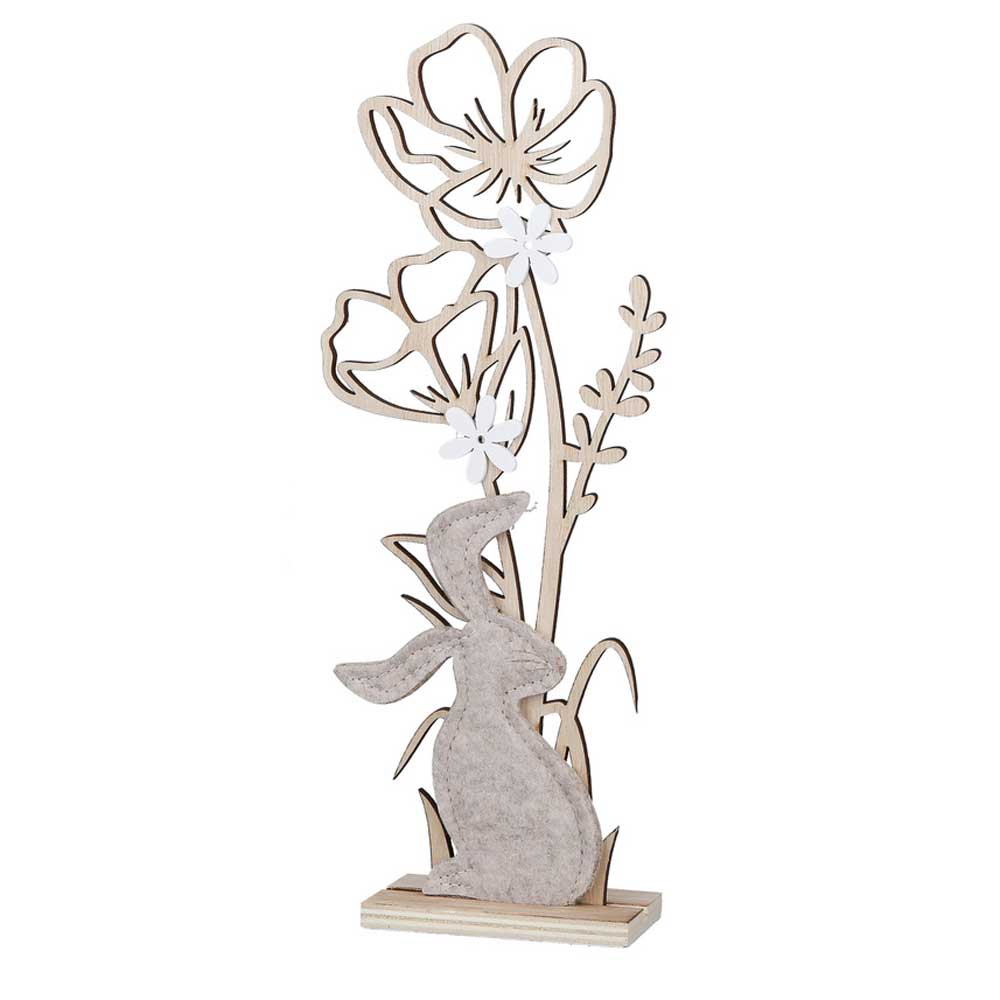 Gilde - Hase & Blume Deko Holz Standrelief