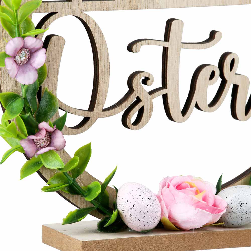 Gilde - Hasenrelief "Frohe Ostern" mit Blumen