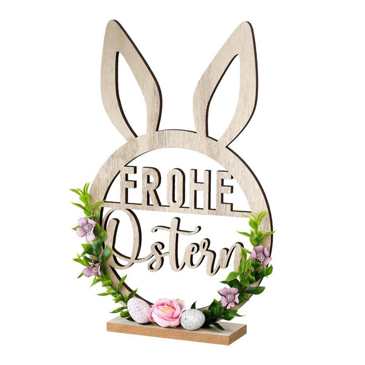 Gilde - Hasenrelief "Frohe Ostern" mit Blumen