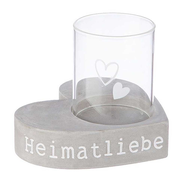 Gilde - Herzförmiges Windlicht "Heimatliebe" aus Beton & Glas