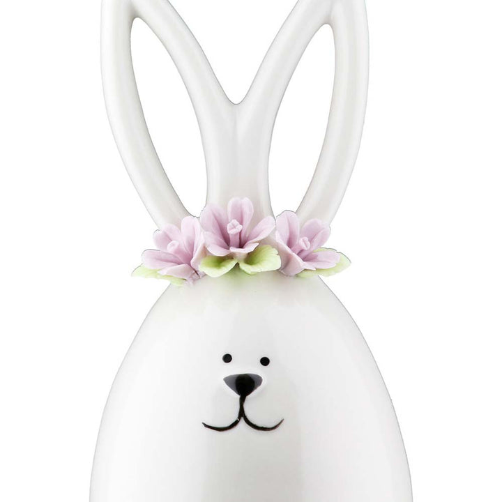 Gilde - Keramik Hase mit Blumenkranz