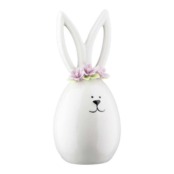 Gilde - Keramik Hase mit Blumenkranz