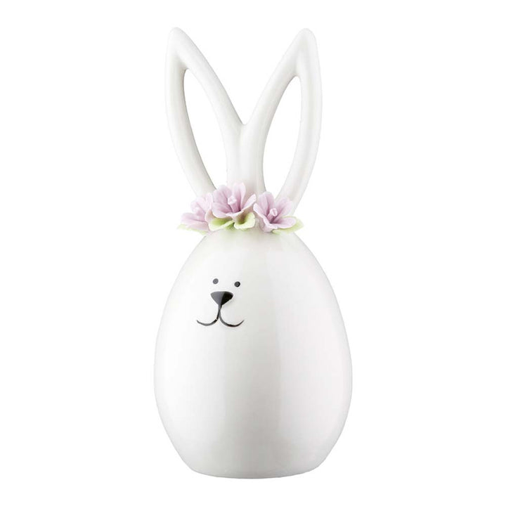 Gilde - Keramik Hase mit Blumenkranz