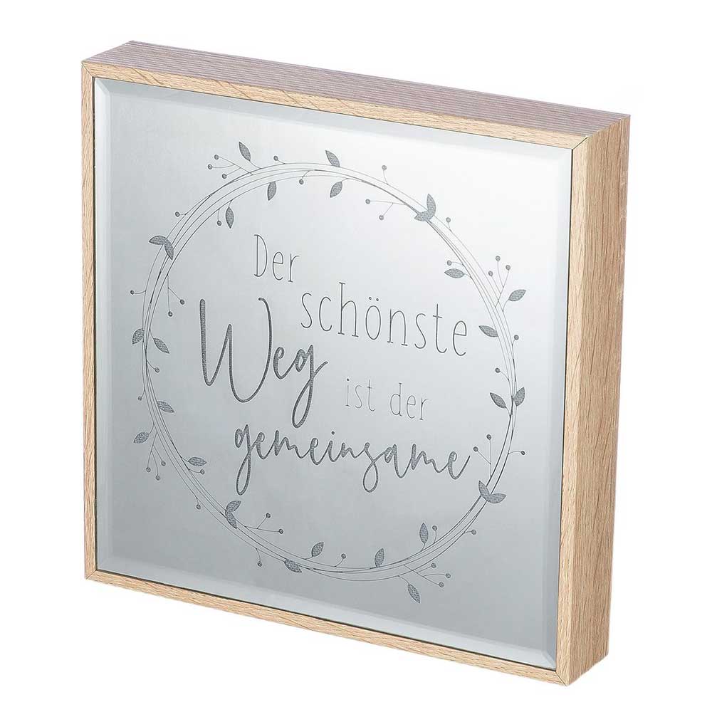 Gilde - LED Spiegelbild mit Spruch – Holzrahmen & Gravur