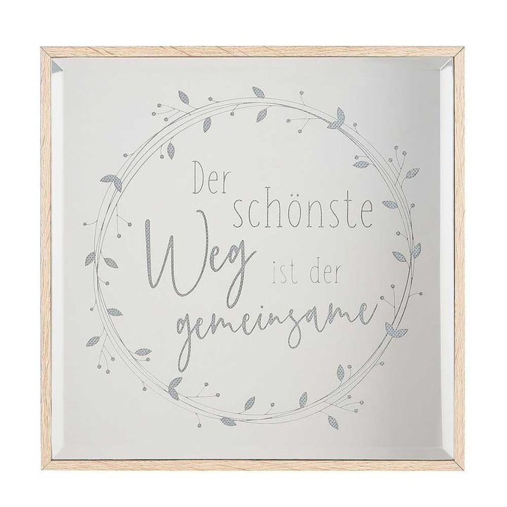 Gilde - LED Spiegelbild mit Spruch – Holzrahmen & Gravur