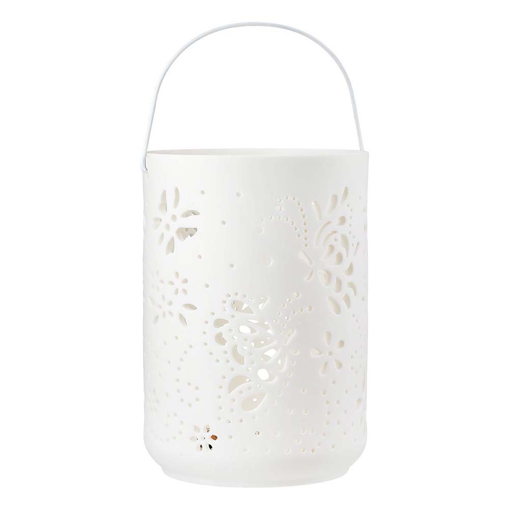 Gilde - LED Windlicht Weiß – Schmetterling & Blumen Design