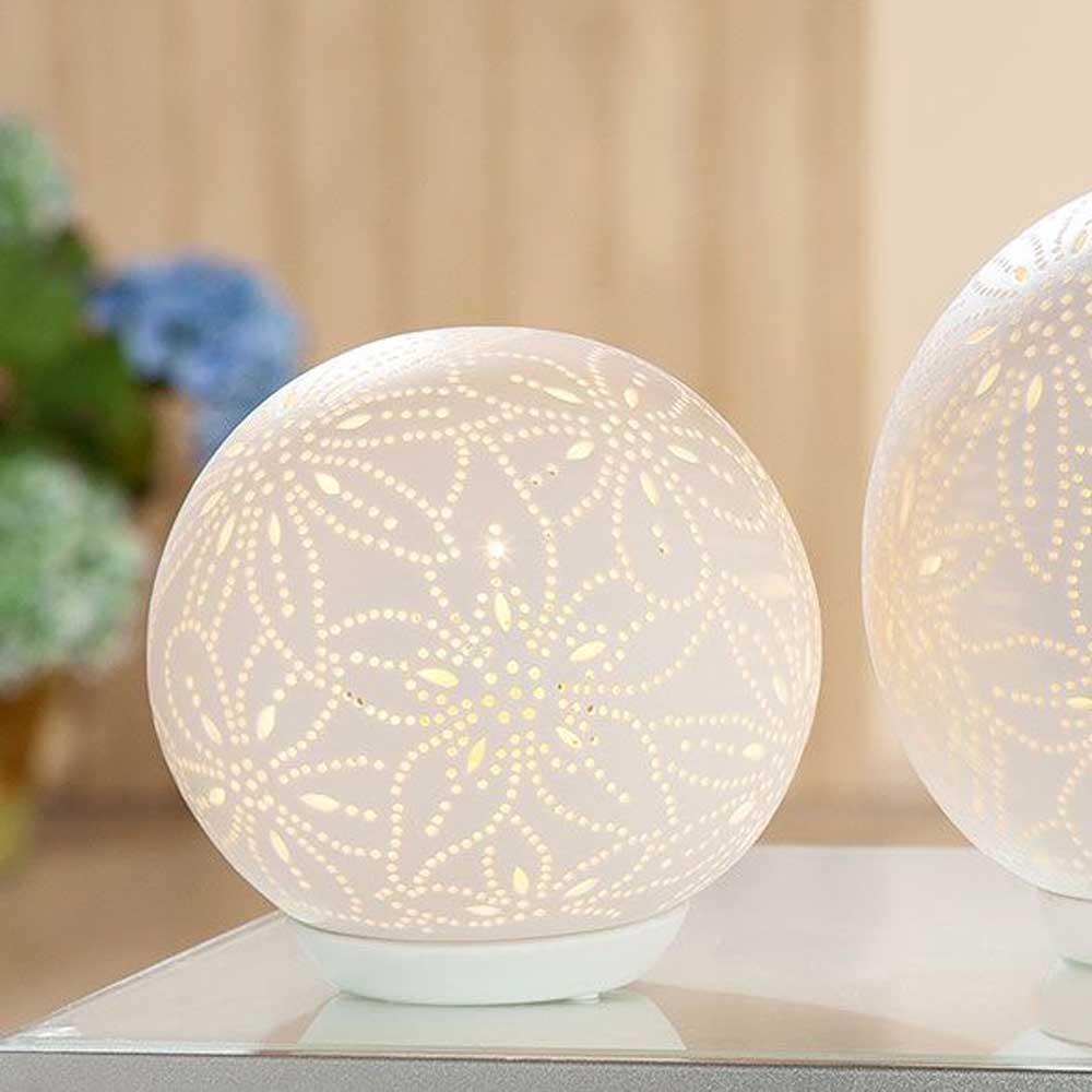 Gilde - Lampe Porzellan Blume Kugel