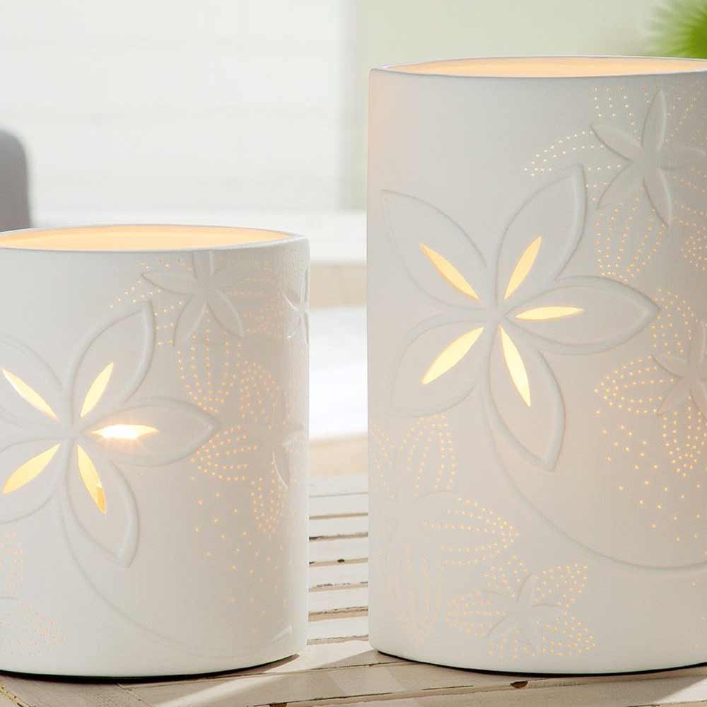 Gilde - Lampe Porzellan Glücksmomente mit Blume