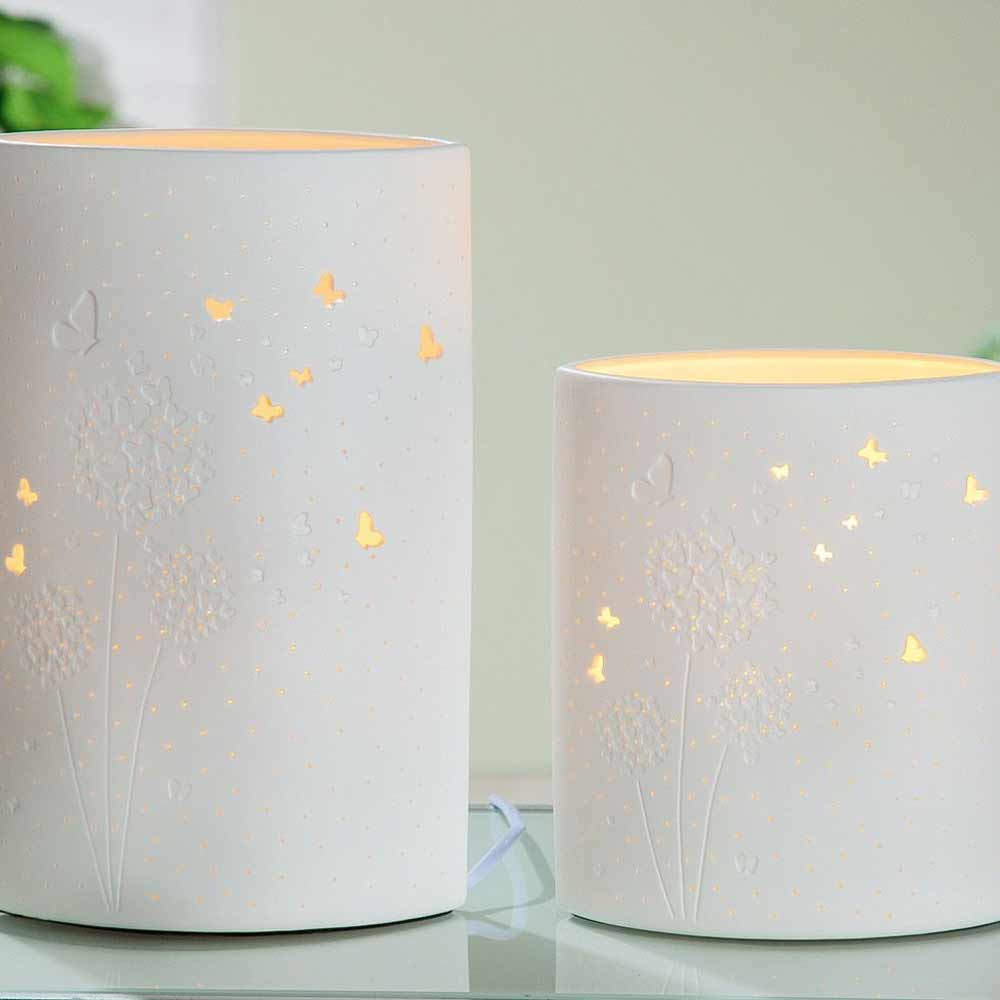 Gilde - Lampe Porzellan Pusteblume