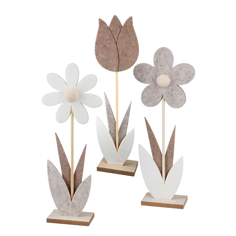 Gilde - Standrelief Blume – Deko aus Filz & Holz
