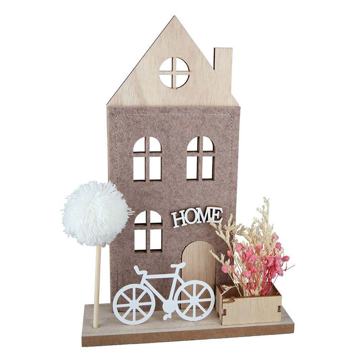 Gilde - Standrelief Haus – Deko Holz mit Filz & Blumen