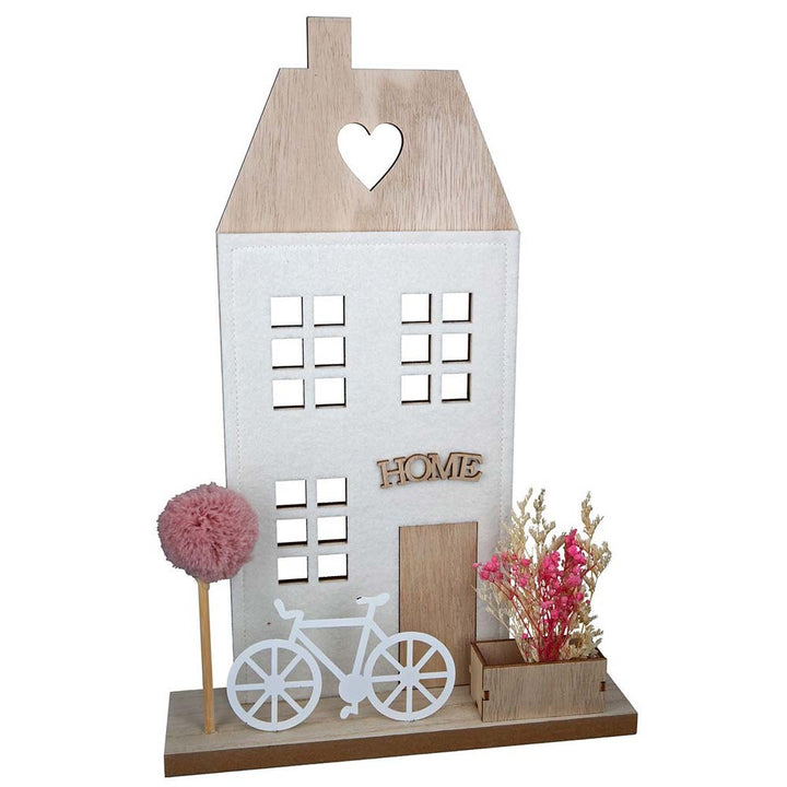 Gilde - Standrelief Haus – Deko Holz mit Filz & Blumen