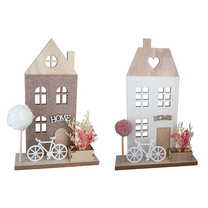 Gilde - Standrelief Haus – Deko Holz mit Filz & Blumen