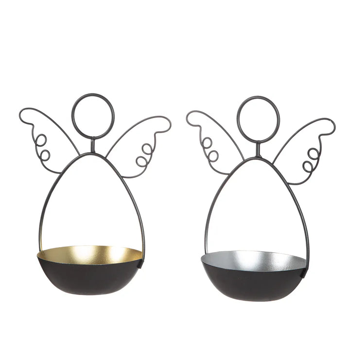 Gilde - Teelichtleuchter Engel "Elijah" schwarz