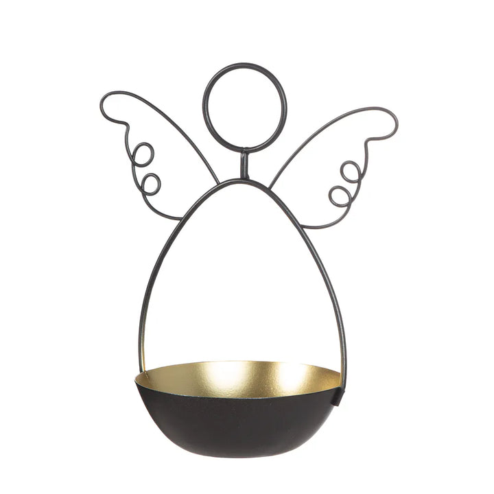 Gilde - Teelichtleuchter Engel "Elijah" schwarz