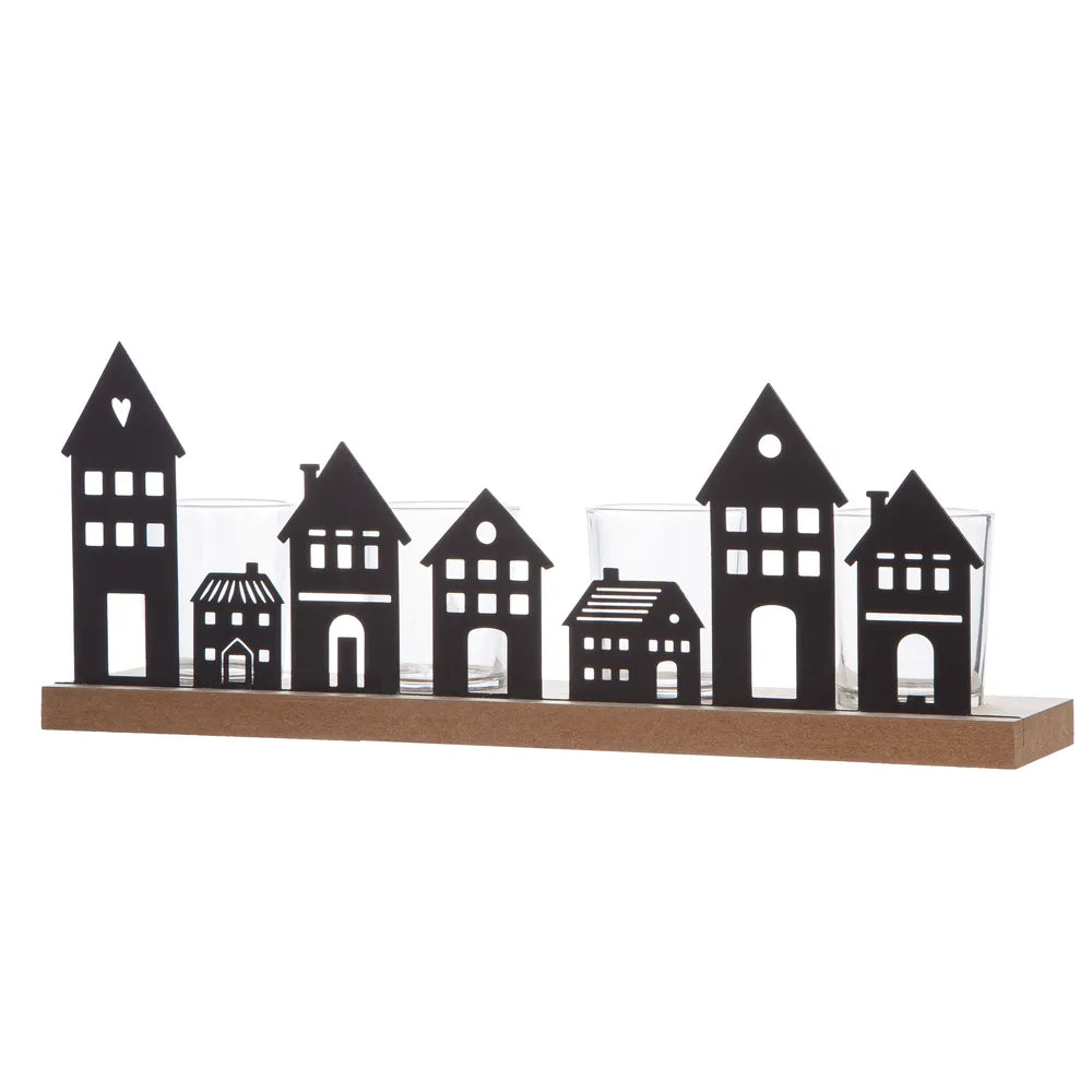 Gilde - Teelichtleuchter Haus schwarz