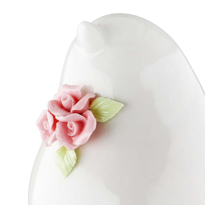 Gilde - Vogel Keramik mit Blumenkranz