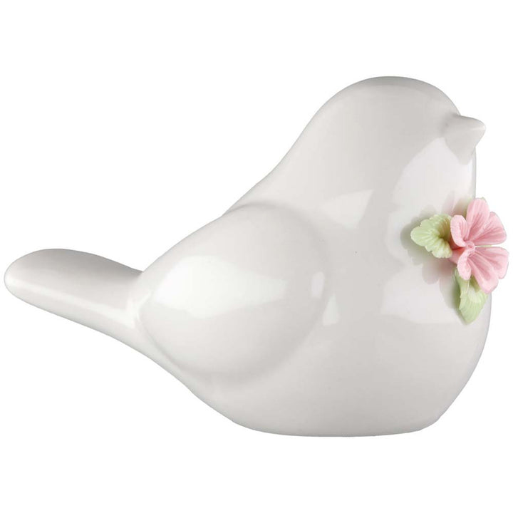 Gilde - Vogel Keramik mit Blumenkranz